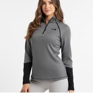 The North Face Interlock 1/4 Zip Pullover Jacket Women's Large Gray Black